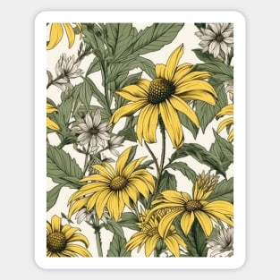 Black-Eyed Susan Flower Pattern - Wildflower Illustration Sticker